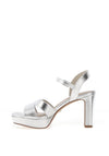 Tamaris Metallic Platform Heeled Sandals, Silver
