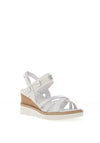 Tamaris Leather Multi Criss Cross Strap Wedge Sandals, White Combo
