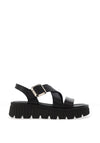 Tamaris Leather Criss Cross Platform Sandals, Black
