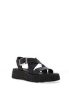 Tamaris Leather Criss Cross Platform Sandals, Black