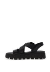 Tamaris Leather Criss Cross Platform Sandals, Black