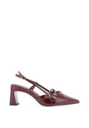 Tamaris Patent Multi Strap Heeled Shoes, Wine