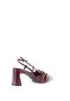Tamaris Patent Multi Strap Heeled Shoes, Wine