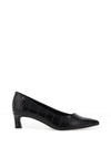Tamaris Vegan Croc Leather Kitten Heels, Black
