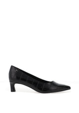 Tamaris Vegan Croc Leather Kitten Heels, Black