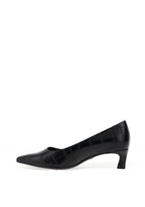 Tamaris Vegan Croc Leather Kitten Heels, Black