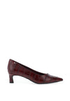 Tamaris Vegan Croc Leather Kitten Heels, Wine
