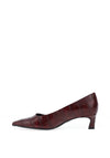 Tamaris Vegan Croc Leather Kitten Heels, Wine