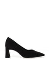 Tamaris Vegan Suede Leather Slip On Heeled Shoes, Black