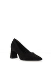 Tamaris Vegan Suede Leather Slip On Heeled Shoes, Black