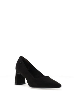 Tamaris Vegan Suede Leather Slip On Heeled Shoes, Black