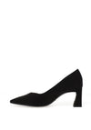 Tamaris Vegan Suede Leather Slip On Heeled Shoes, Black