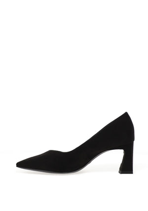 Tamaris Vegan Suede Leather Slip On Heeled Shoes, Black