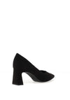Tamaris Vegan Suede Leather Slip On Heeled Shoes, Black