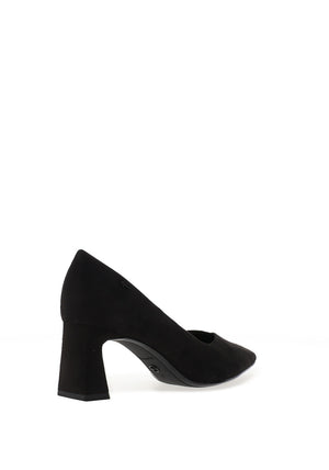 Tamaris Vegan Suede Leather Slip On Heeled Shoes, Black