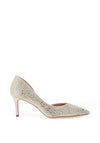 Tamaris Luxury Diamante Encrusted Satin Mid Heels, Pearl Ivory