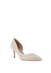 Tamaris Luxury Diamante Encrusted Satin Mid Heels, Pearl Ivory
