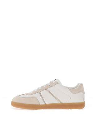 Tamaris Leather Laced Trainers, White & Beige