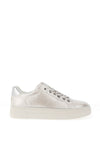 Tamaris Crackled Shimmering Faux Leather Trainers, White Pearl