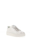 Tamaris Crackled Shimmering Faux Leather Trainers, White Pearl