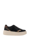 Tamaris Faux Leather Glitter Lace Platform Trainers, Black & Gold