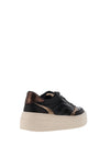 Tamaris Faux Leather Glitter Lace Platform Trainers, Black & Gold