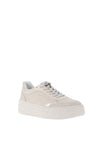 Tamaris Faux Leather Glitter Lace Platform Trainers, White & Silver