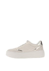 Tamaris Faux Leather Glitter Lace Platform Trainers, White & Silver
