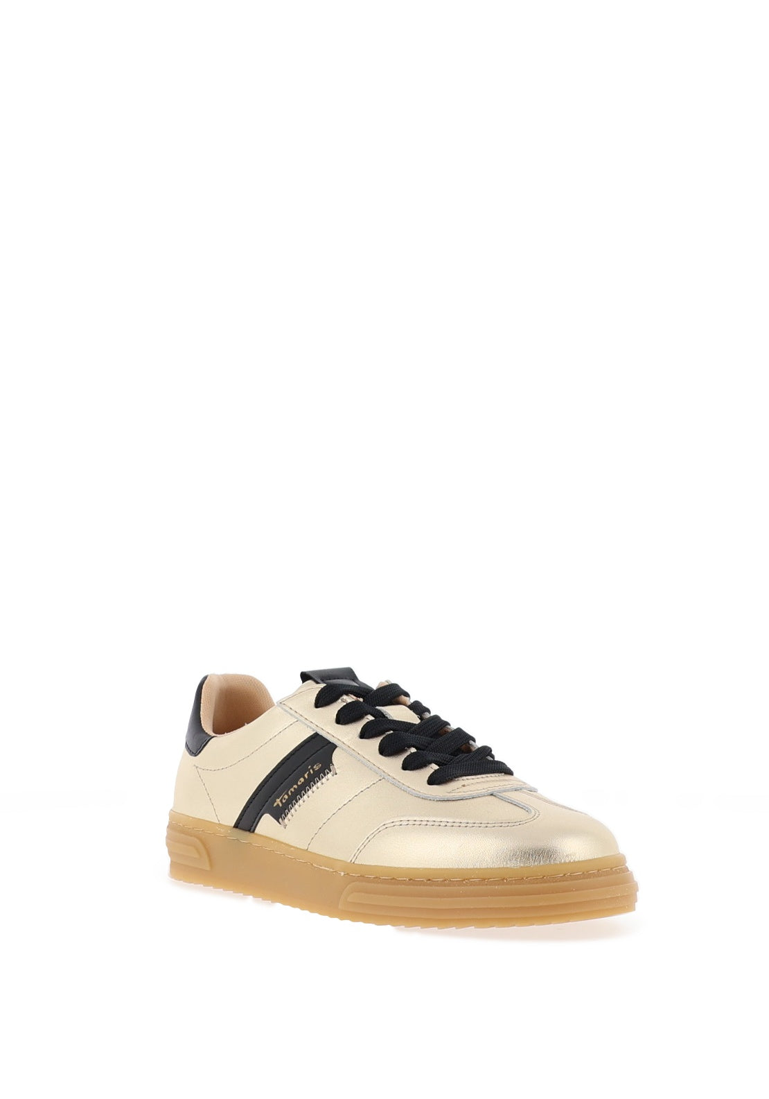 Tamaris Metallic Laced Trainers, Gold