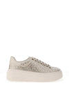 Tamaris Luxury Diamante Encrusted Satin Platform Trainers, Pearl Ivory