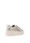 Tamaris Luxury Diamante Encrusted Satin Platform Trainers, Pearl Ivory