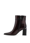 Tamaris Pebbled Gloss Faux Leather Block Heeled Boots, Wine