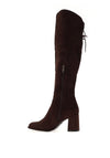 Tamaris Suede Block Heel Knee High Boot, Brown