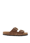 Tamaris Leather Double Strap Buckle Mules, Brown