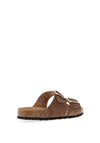 Tamaris Leather Double Strap Buckle Mules, Brown