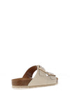 Tamaris Leather Double Strap Buckle Mules, Ivory