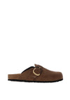 Tamaris Suede Buckled Clogs, Brown