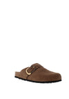 Tamaris Suede Buckled Clogs, Brown
