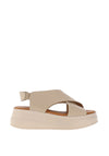Tamaris Smooth Leather Criss Cross Wedges, Beige