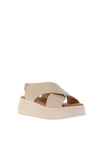 Tamaris Smooth Leather Criss Cross Wedges, Beige