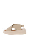 Tamaris Smooth Leather Criss Cross Wedges, Beige