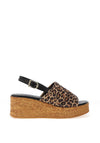Tamaris Suede Leopard Print Wedge Sandals, Brown