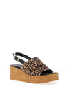 Tamaris Suede Leopard Print Wedge Sandals, Brown