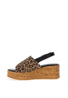Tamaris Suede Leopard Print Wedge Sandals, Brown