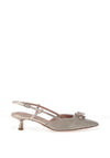 Tamaris Woven Diamante Brooch Kitten Heeled Shoes, Gold