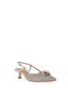 Tamaris Woven Diamante Brooch Kitten Heeled Shoes, Gold