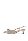 Tamaris Woven Diamante Brooch Kitten Heeled Shoes, Gold