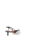 Tamaris Woven Diamante Brooch Kitten Heeled Shoes, Blue Multi