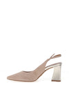 Tamaris Suede Sling Back Block Heel Shoes, Grey Combo