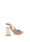 Tamaris Suede Sling Back Block Heel Shoes, Grey Combo